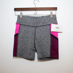 Vibrant Gray and Pink Women's Athletic Shorts